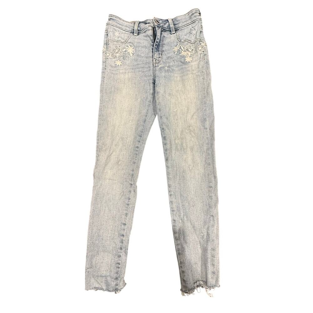 American Eagle Women's Floral Embroidered Super Stretch Skinny Jeans Size 2S
